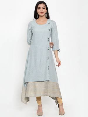 Grey printed rayon kurtas-and-kurtis 1