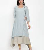Grey printed rayon kurtas-and-kurtis