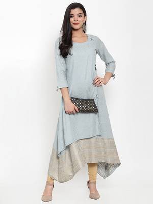 Grey printed rayon kurtas-and-kurtis 3