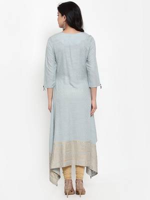Grey printed rayon kurtas-and-kurtis 4