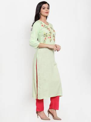 Green embroidered rayon kurtas-and-kurtis 2