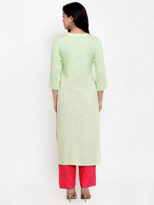 Green embroidered rayon kurtas-and-kurtis 4