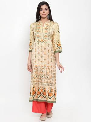 Cream printed cotton silk kurtas-and-kurtis 1