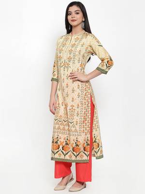 Cream printed cotton silk kurtas-and-kurtis 2