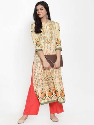 Cream printed cotton silk kurtas-and-kurtis 5
