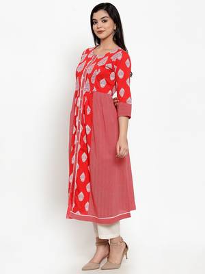 Red printed cotton kurtas-and-kurtis 2