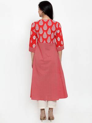 Red printed cotton kurtas-and-kurtis 3