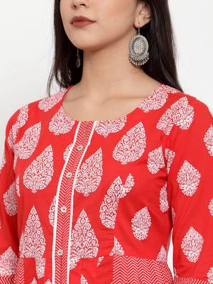 Red printed cotton kurtas-and-kurtis 4