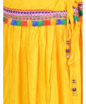 Kutchi Embroidered Border Rayon Skirt/Chaniya - KutchiSkirt-Yellow 4
