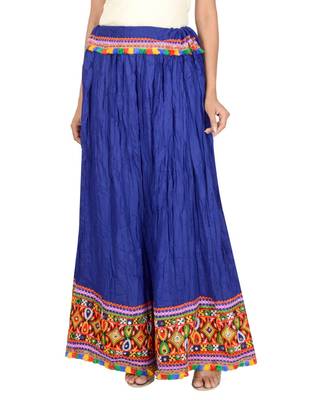 Kutchi Embroidered Border Rayon Skirt/Chaniya - KutchiSkirt-Blue 2