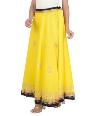 Gotta Work Long Flair Cotton Skirt/Chaniya - GotaSkirt-Yellow 2