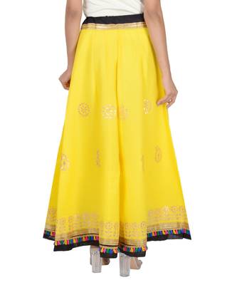 Gotta Work Long Flair Cotton Skirt/Chaniya - GotaSkirt-Yellow 3
