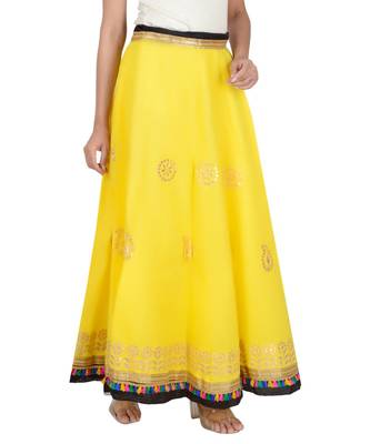 Gotta Work Long Flair Cotton Skirt/Chaniya - GotaSkirt-Yellow 5