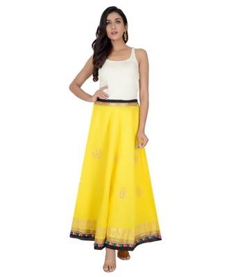 Gotta Work Long Flair Cotton Skirt/Chaniya - GotaSkirt-Yellow 6