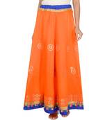 Gotta Work Long Flair Cotton Skirt/Chaniya - GotaSkirt-Orange