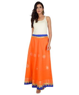 Gotta Work Long Flair Cotton Skirt/Chaniya - GotaSkirt-Orange 6