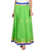 Gotta Work Long Flair Cotton Skirt/Chaniya - GotaSkirt-Green