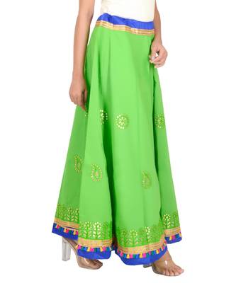 Gotta Work Long Flair Cotton Skirt/Chaniya - GotaSkirt-Green 5