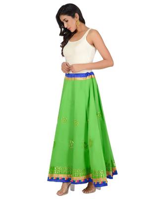 Gotta Work Long Flair Cotton Skirt/Chaniya - GotaSkirt-Green 6