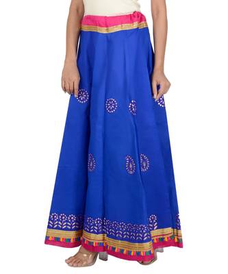 Gotta Work Long Flair Cotton Skirt/Chaniya - GotaSkirt-Blue 2