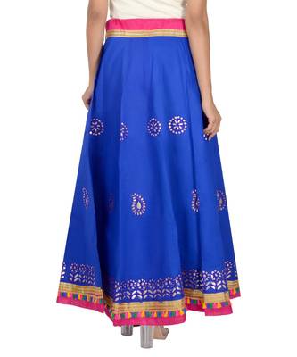 Gotta Work Long Flair Cotton Skirt/Chaniya - GotaSkirt-Blue 3