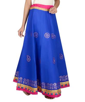Gotta Work Long Flair Cotton Skirt/Chaniya - GotaSkirt-Blue 4