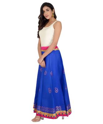 Gotta Work Long Flair Cotton Skirt/Chaniya - GotaSkirt-Blue 6