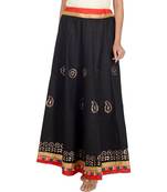 Gotta Work Long Flair Cotton Skirt/Chaniya - GotaSkirt-Black