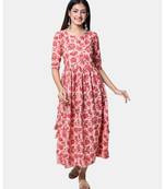 Buta Buti Pink Half Sleeve Cotton Hand Block Jal Print Womens Kurta