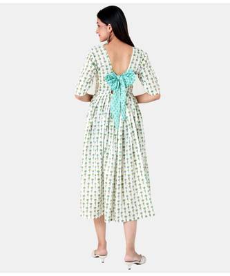 Buta Buti White Half Sleeve Cotton Hand Block Buti Print Womens Kurta 3