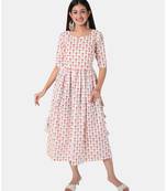 Buta Buti White Half Sleeve Cotton Hand Block Buti Print Womens Kurta