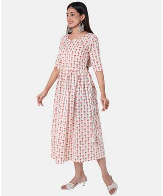Buta Buti White Half Sleeve Cotton Hand Block Buti Print Womens Kurta 2