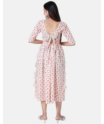 Buta Buti White Half Sleeve Cotton Hand Block Buti Print Womens Kurta 3