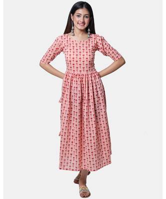 Buta Buti Pink Half Sleeve Cotton Hand Block Buti Print Womens Kurta 1
