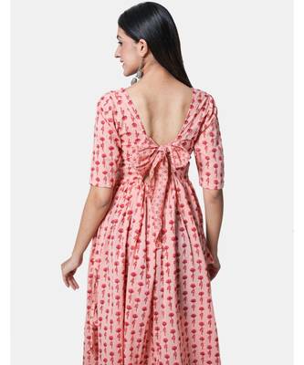 Buta Buti Pink Half Sleeve Cotton Hand Block Buti Print Womens Kurta 3