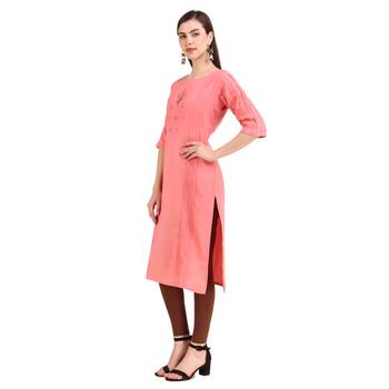 SWAGG INDIA  Wear Hand Work Embroidery Viscose Fabric with Inner Pink Kurta Kurti 1