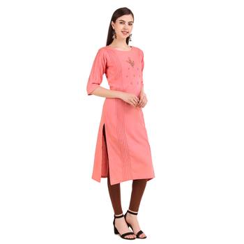 SWAGG INDIA  Wear Hand Work Embroidery Viscose Fabric with Inner Pink Kurta Kurti 2