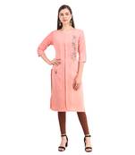SWAGG INDIA  Wear Hand Work Embroidery Viscose Fabric with Inner Baby Pink Kurta Kurti