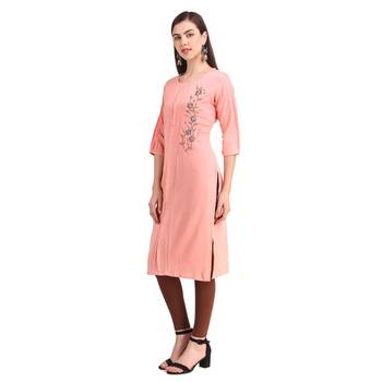 SWAGG INDIA  Wear Hand Work Embroidery Viscose Fabric with Inner Baby Pink Kurta Kurti 4