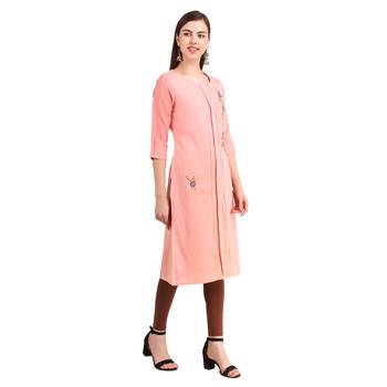 SWAGG INDIA  Wear Hand Work Embroidery Viscose Fabric with Inner Baby Pink Kurta Kurti 5