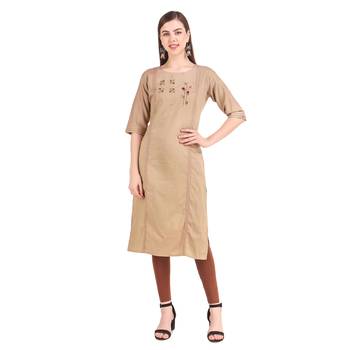 SWAGG INDIA  Wear Hand Work Embroidery Viscose Fabric with Inner Brown Kurta Kurti 1