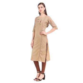 SWAGG INDIA  Wear Hand Work Embroidery Viscose Fabric with Inner Brown Kurta Kurti 4