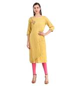 SWAGG INDIA  Wear Hand Work Embroidery Viscose Fabric with Inner Yellow Kurta Kurti