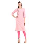 SWAGG INDIA  Wear Hand Work Embroidery Viscose Fabric with Inner Light Pink Kurta Kurti