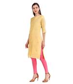 SWAGG INDIA Wear Viscose Chanderi With Sequins Embroidery Gold Color Kurta Kurti