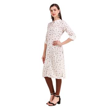 SWAGG INDIA  Wear Rayon Printed White Only Kurta Kurti 4