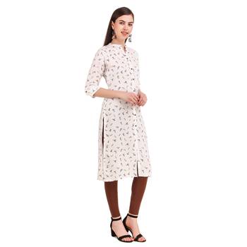 SWAGG INDIA  Wear Rayon Printed White Only Kurta Kurti 1