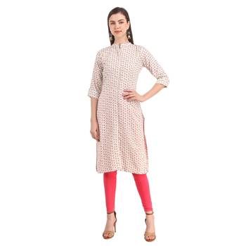 SWAGG INDIA  Rayon Printed Off White Only Kurta Kurti 1
