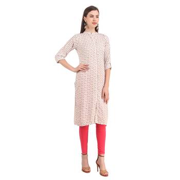 SWAGG INDIA  Rayon Printed Off White Only Kurta Kurti 4