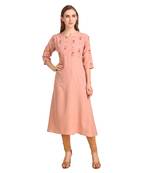 SWAGG INDIA Wear Poly Crepe Foil A- Line Light Peach Color kurta kurti
